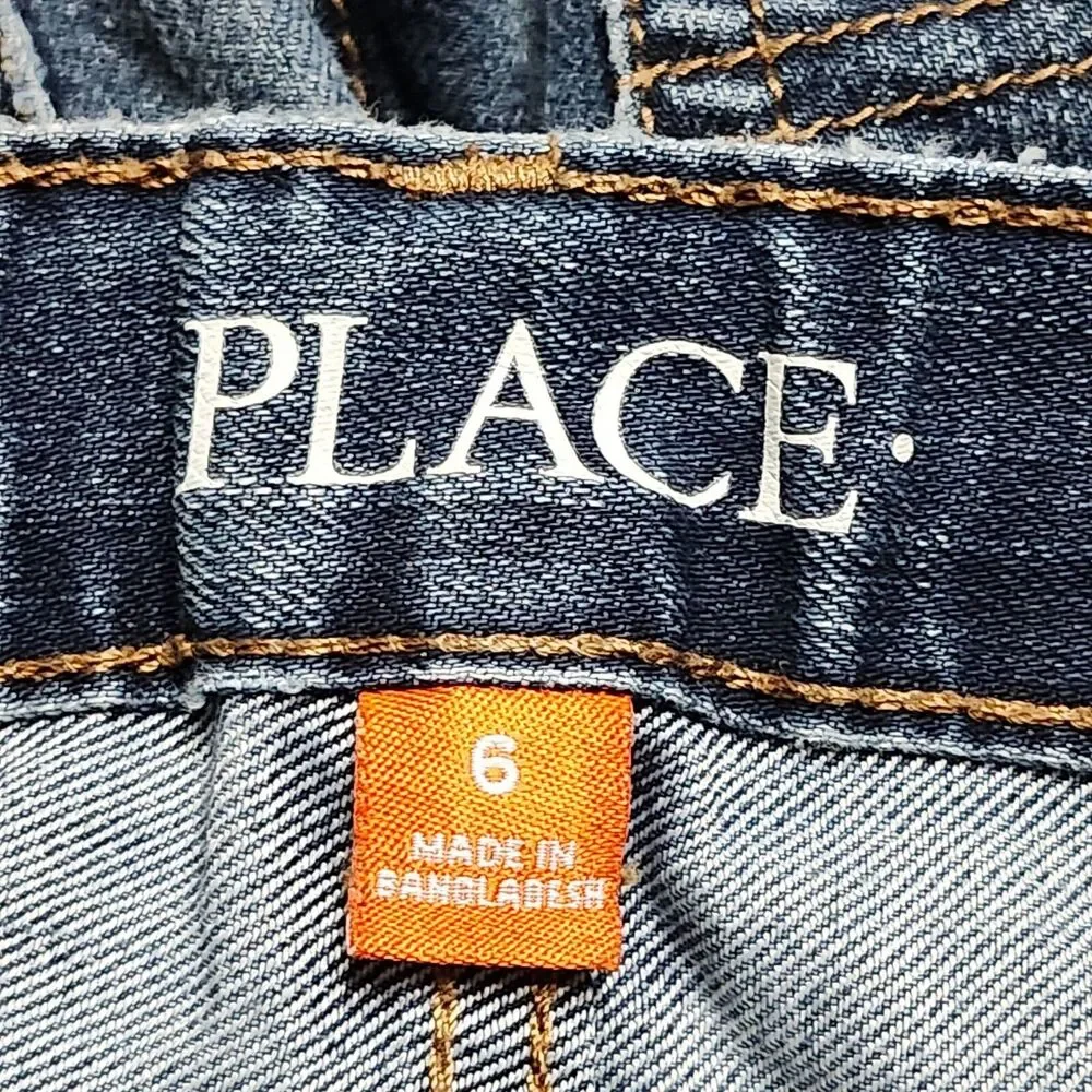 The Childrens Place Girls Blue Jeans Size 6 Bootcut Stretch Adj Waist 22X19 Kids